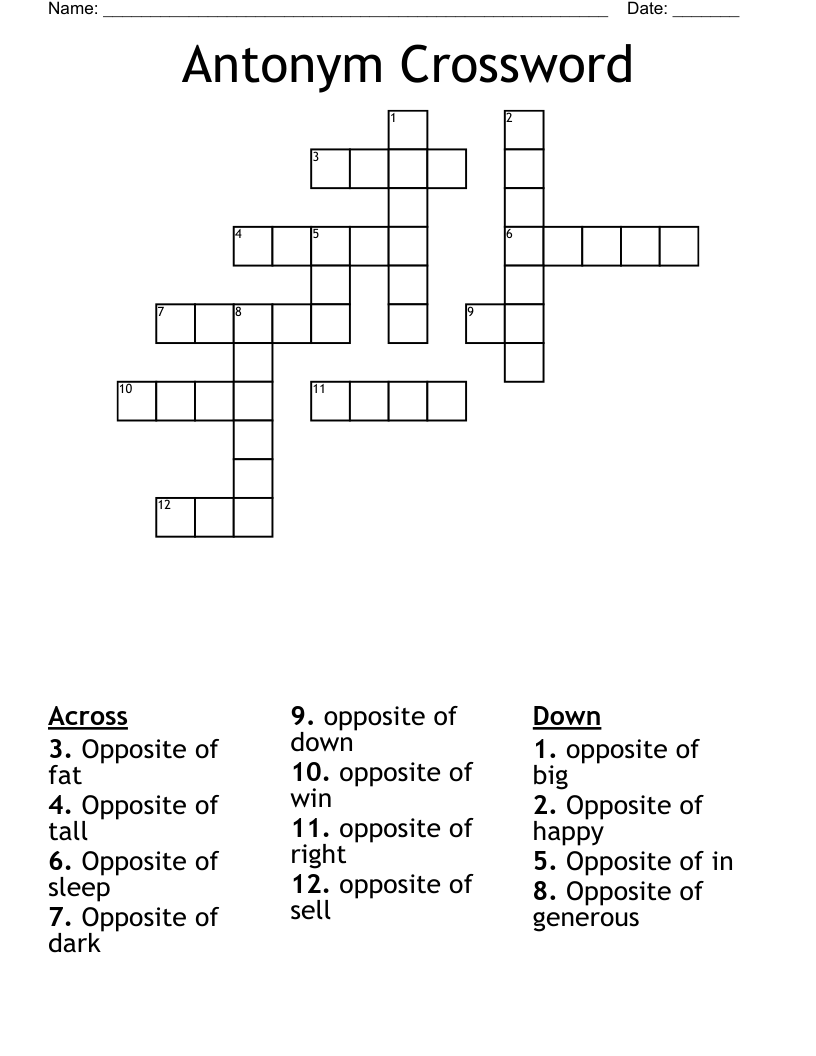 Antonym Crossword