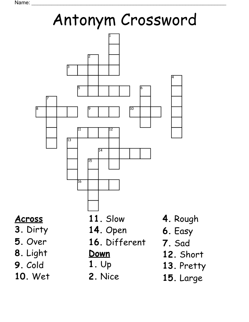 Antonym Crossword 