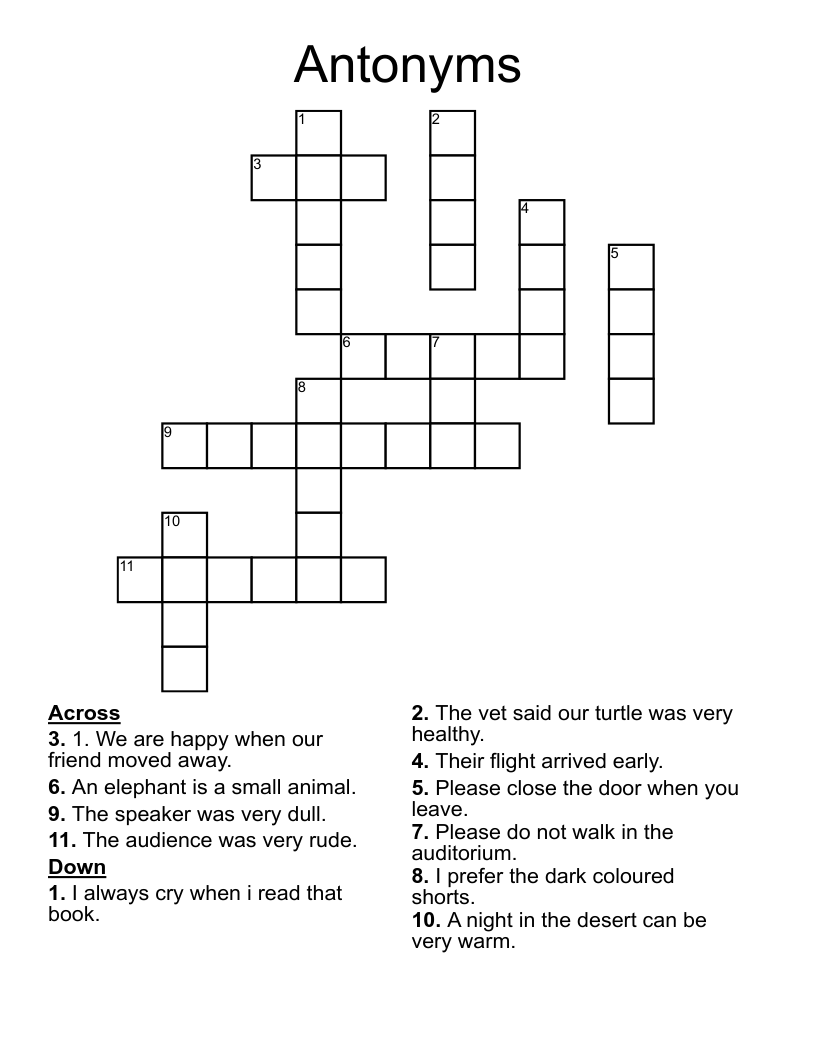 Antonyms Crossword