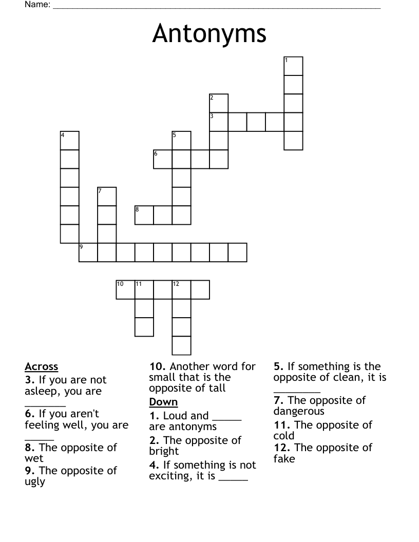 Antonyms Crossword