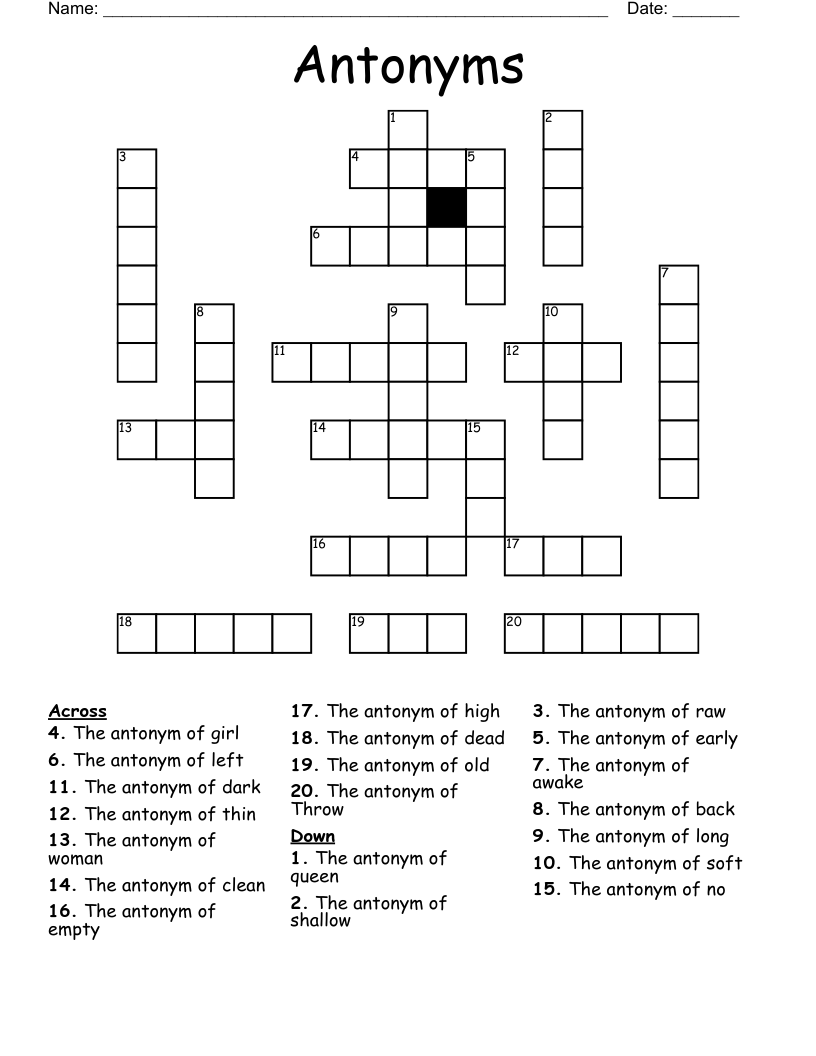 Antonyms Crossword
