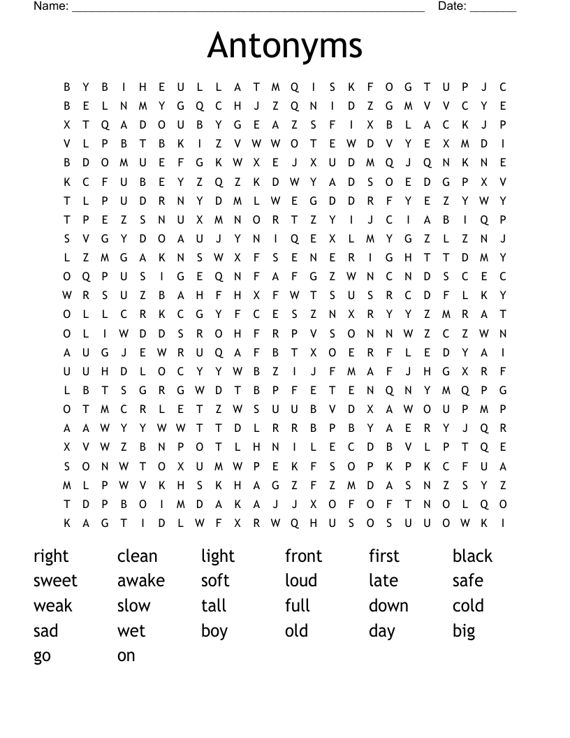 Antonyms Word Search
