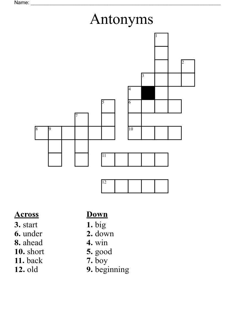 Antonyms Crossword