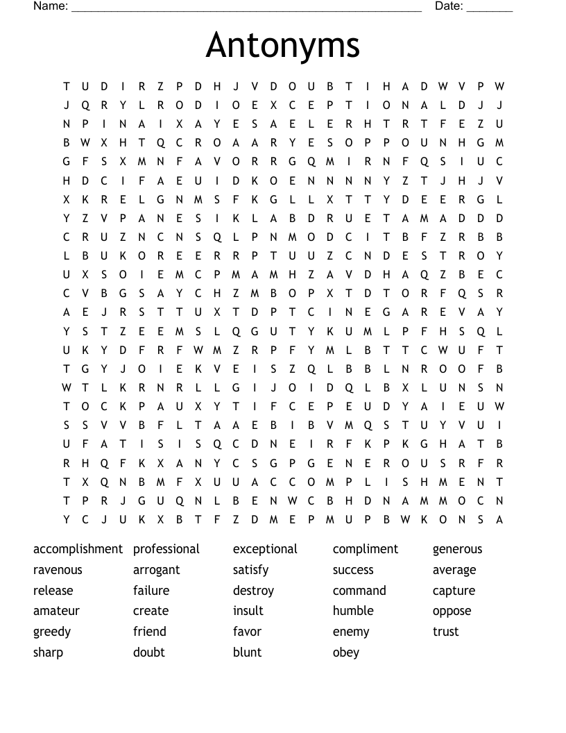 Antonyms Word Search
