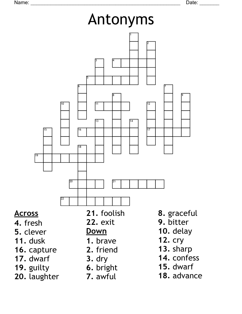 Antonyms Crossword