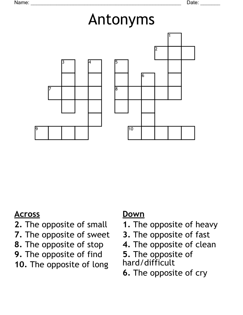 Antonyms Crossword