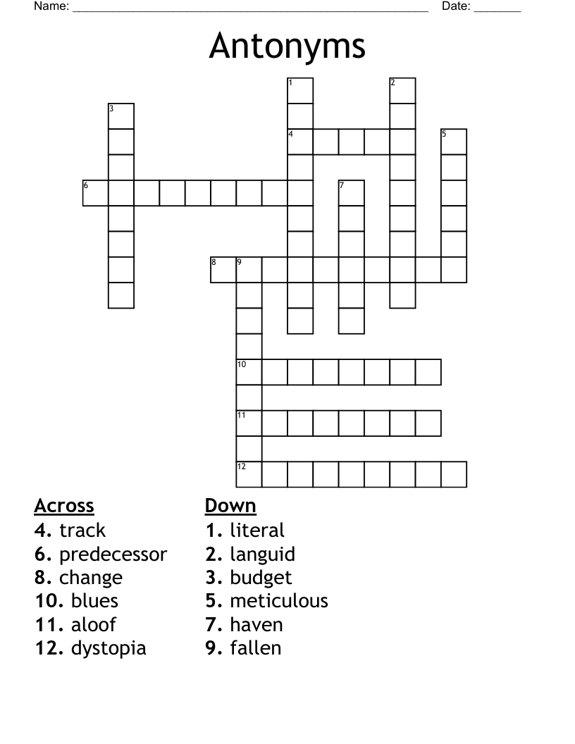 Antonyms Crossword