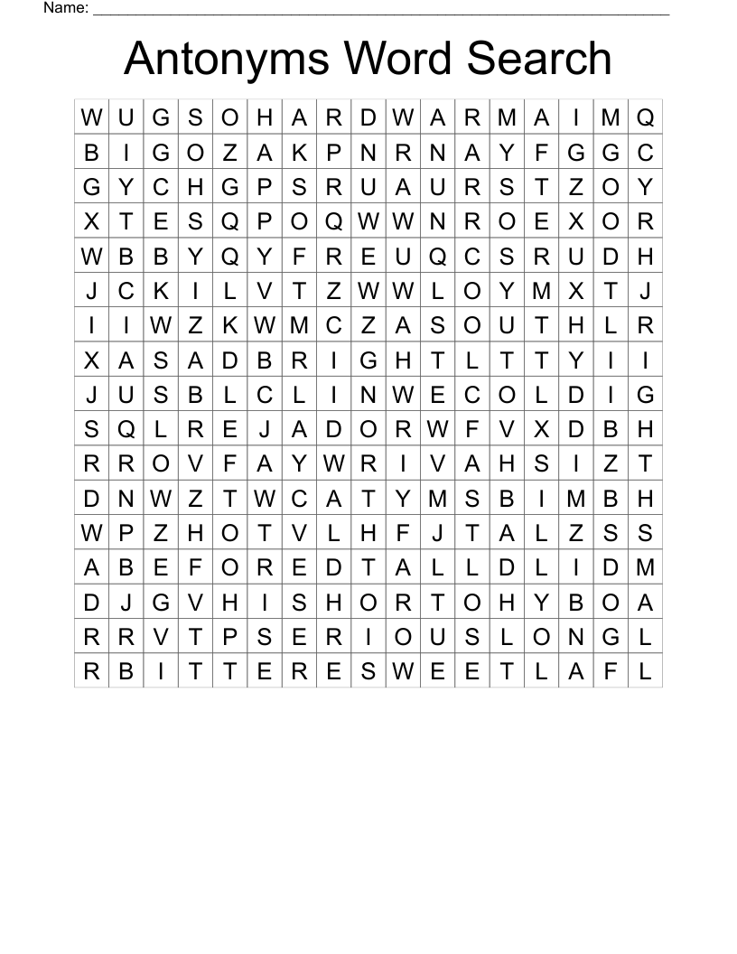 Antonyms Word Search