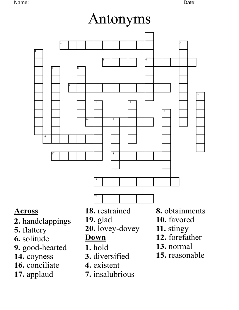 Antonyms  Crossword