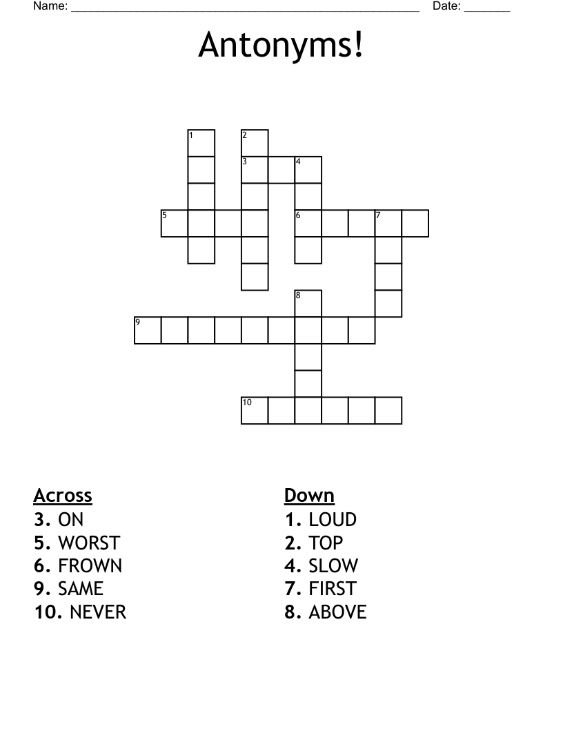 Antonyms!  Crossword