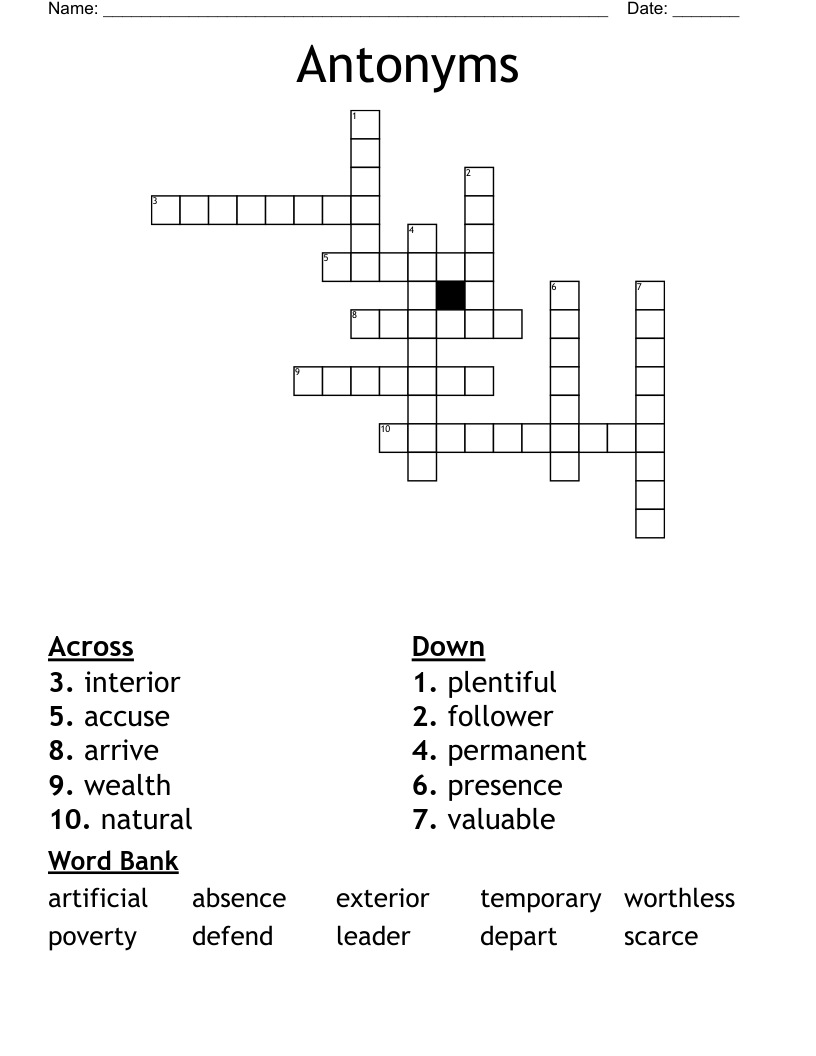 Antonyms  Crossword