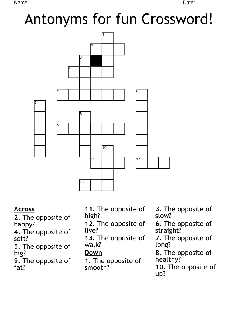 Antonyms for fun Crossword!