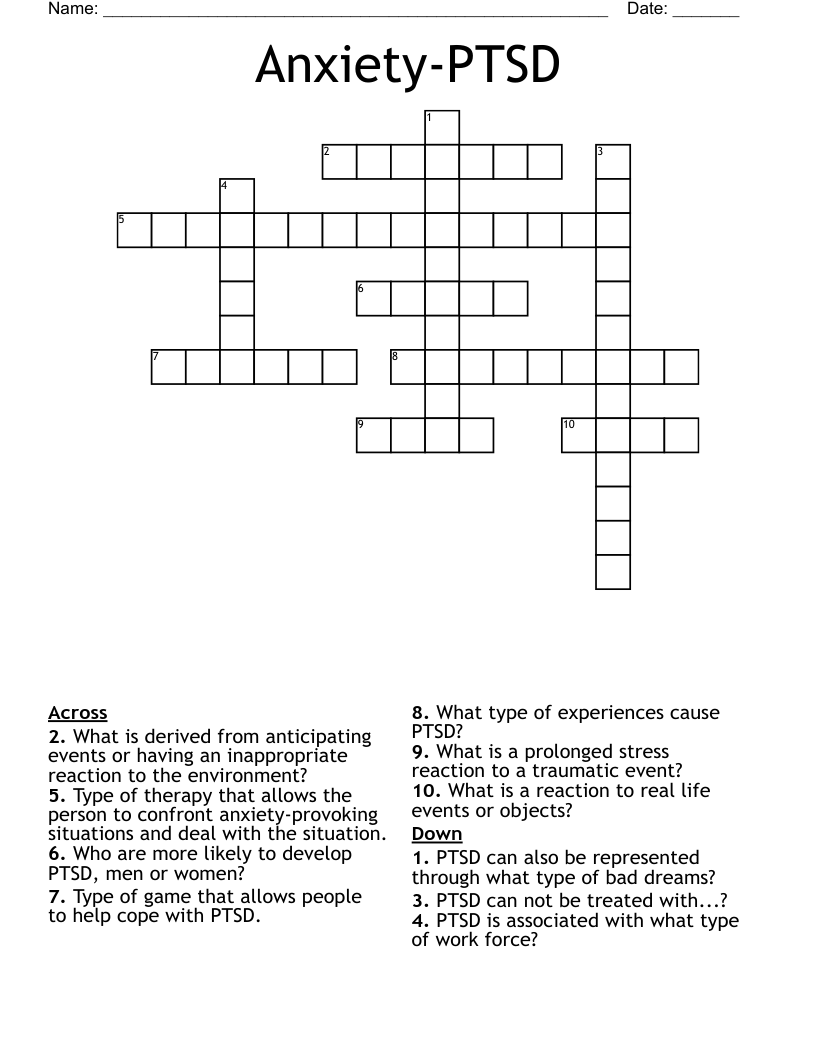 Anxiety-PTSD Crossword