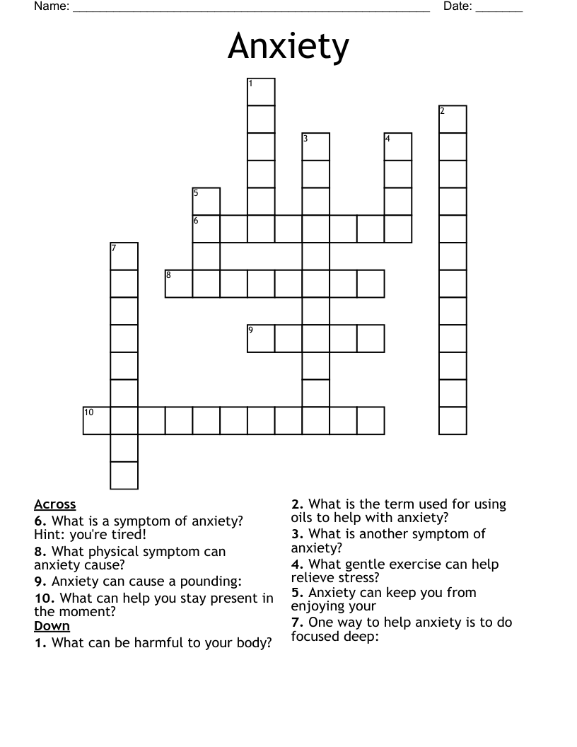 Anxiety Crossword