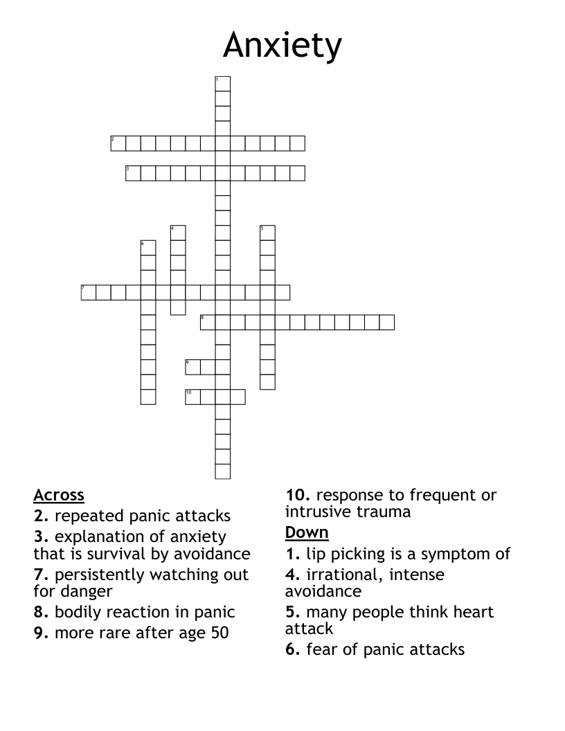 Anxiety  Crossword