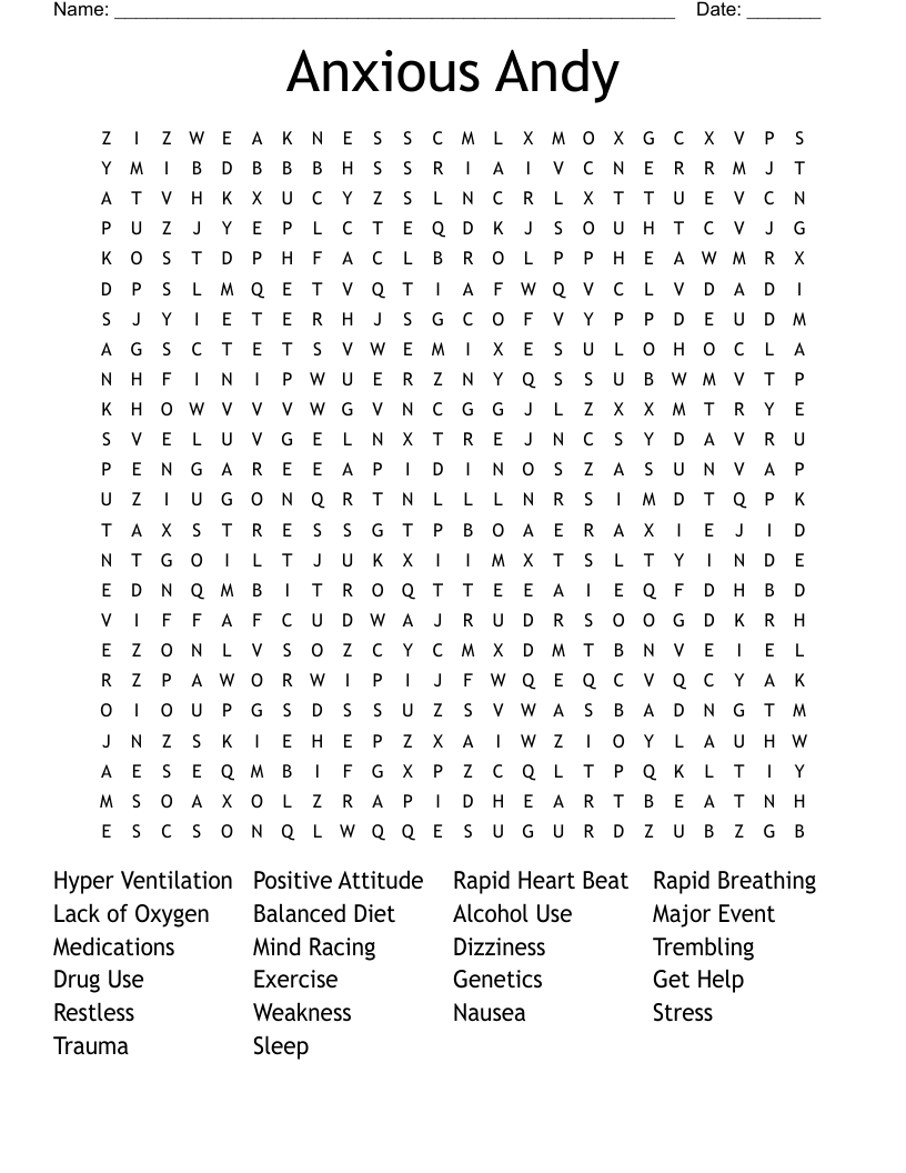 Anxious Andy Word Search