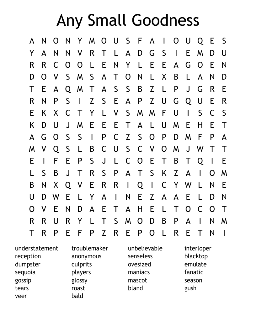 Any Small Goodness Word Search