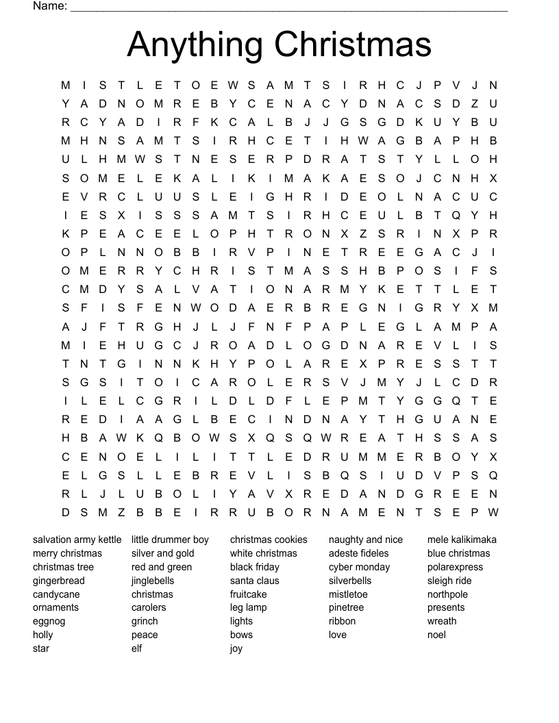 Anything Christmas Word Search