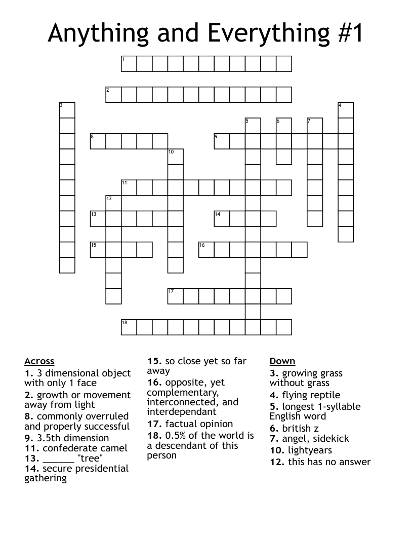 Anything and Everything #1 Crossword