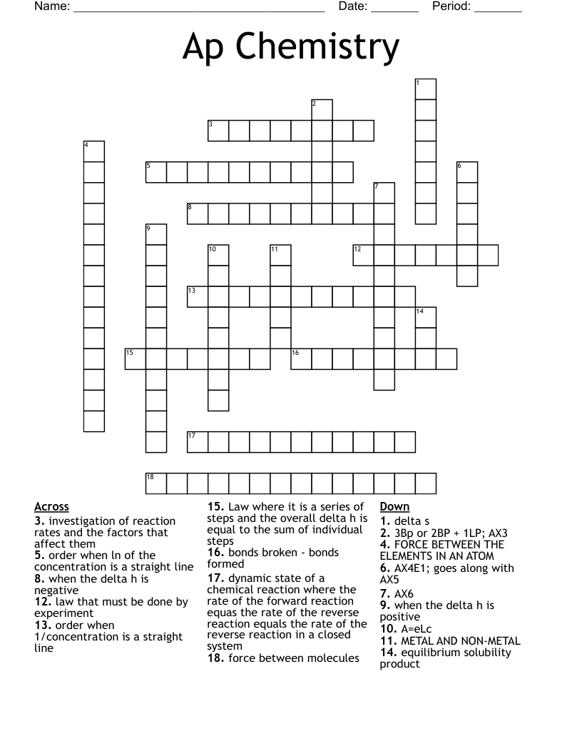 Ap Chemistry Crossword