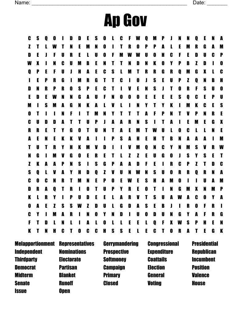Ap Gov Word Search