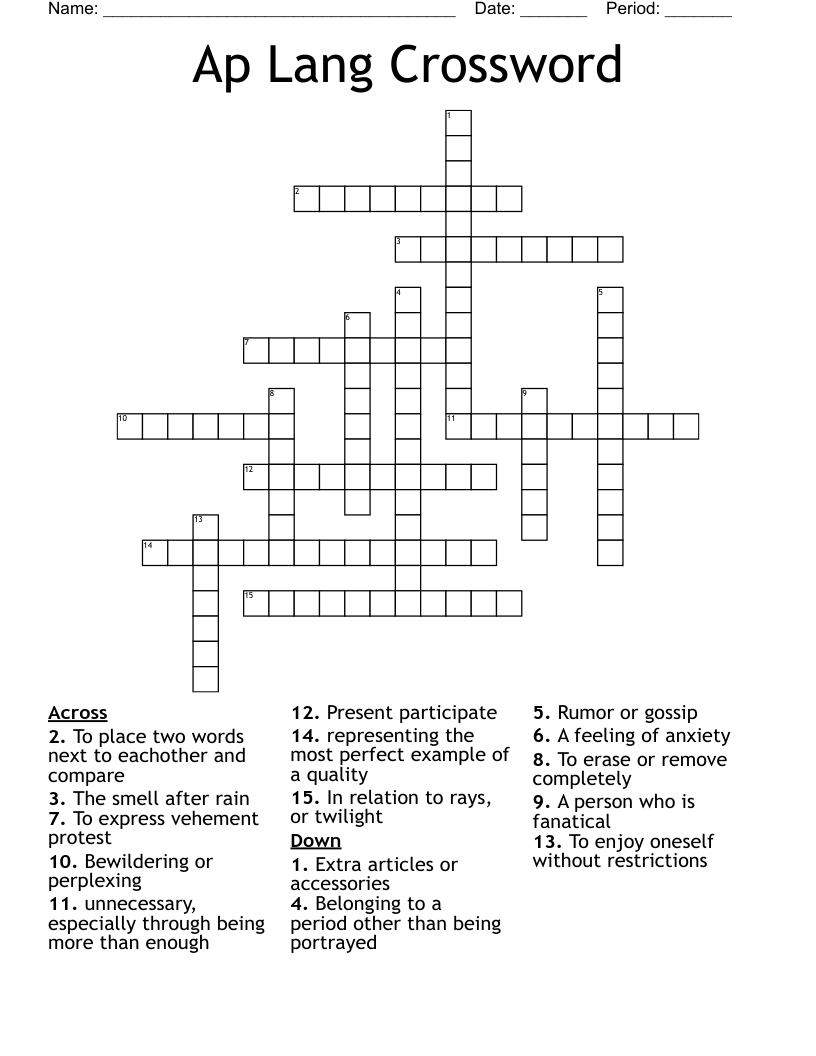 Ap Lang Crossword