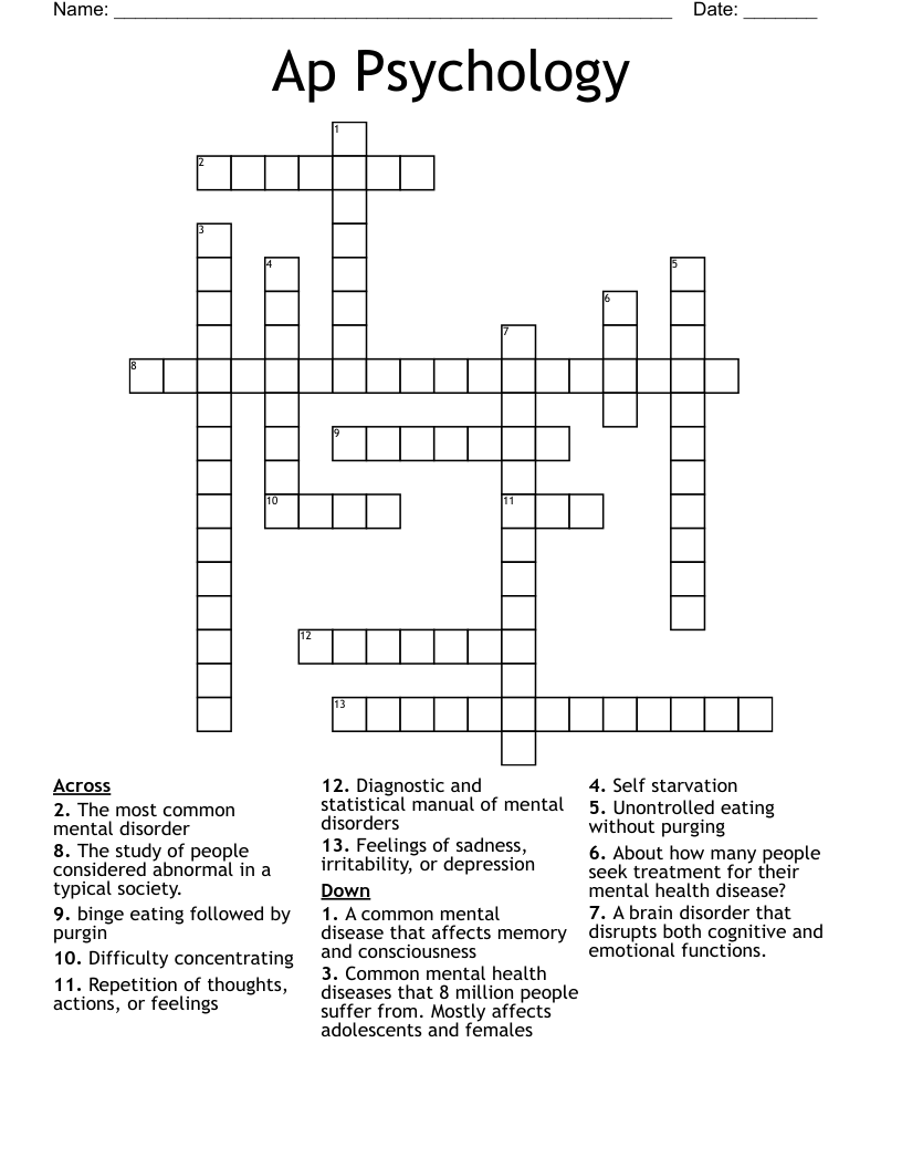 Ap Psychology Crossword