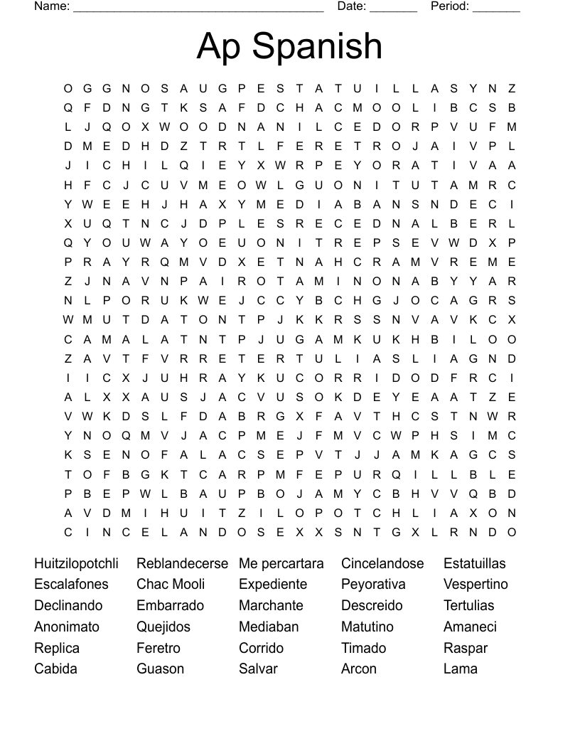 Ap Spanish Word Search