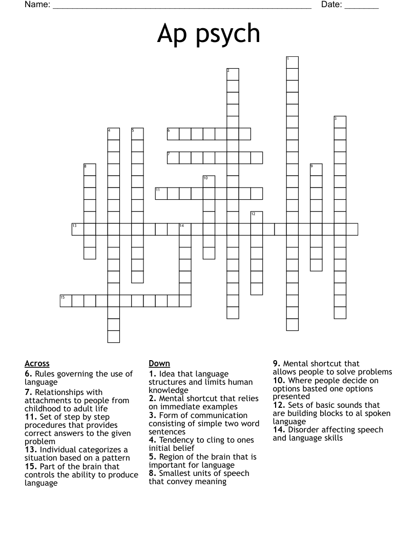 Ap psych  Crossword