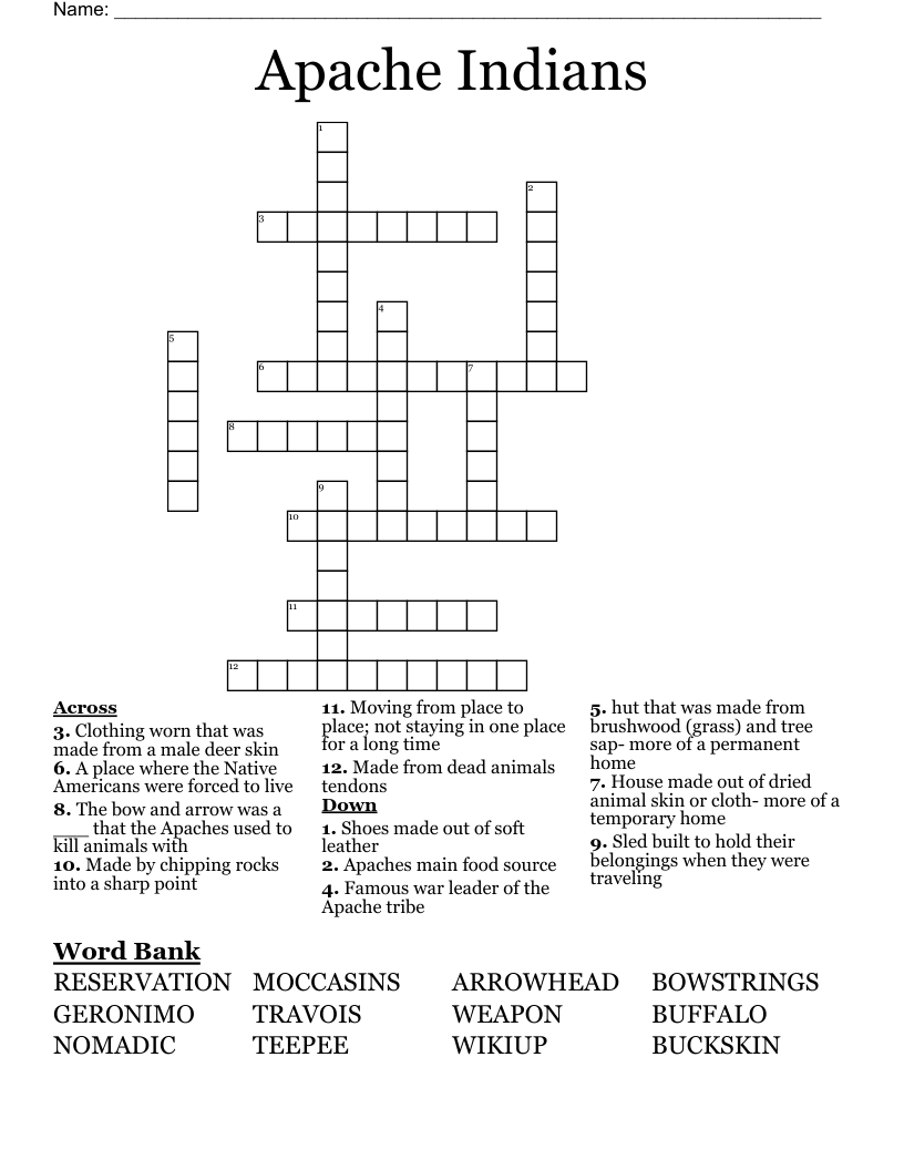 Apache Indians Crossword