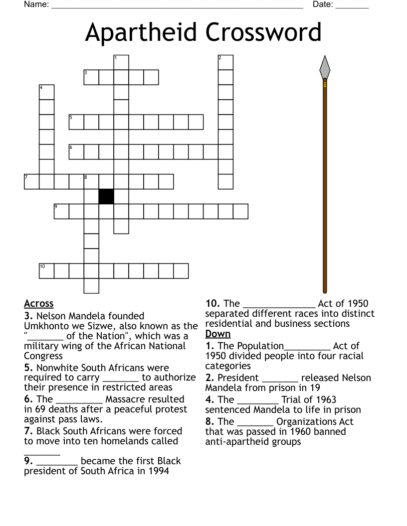 Apartheid Crossword 