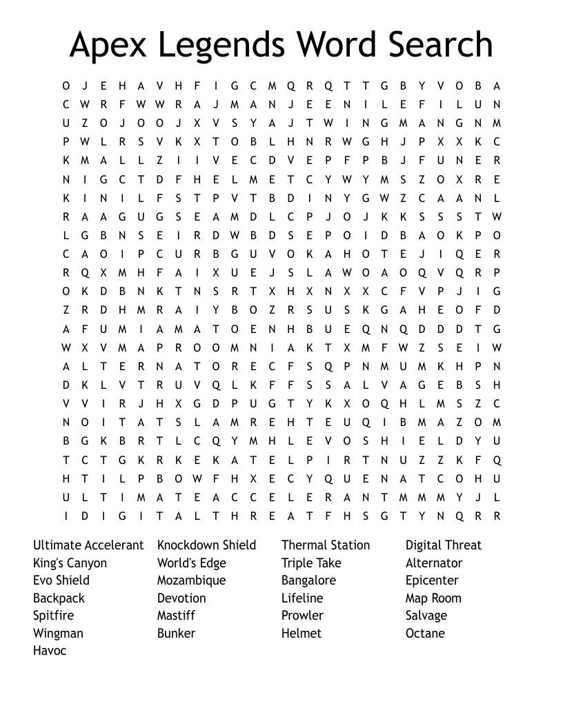 Apex Legends Word Search