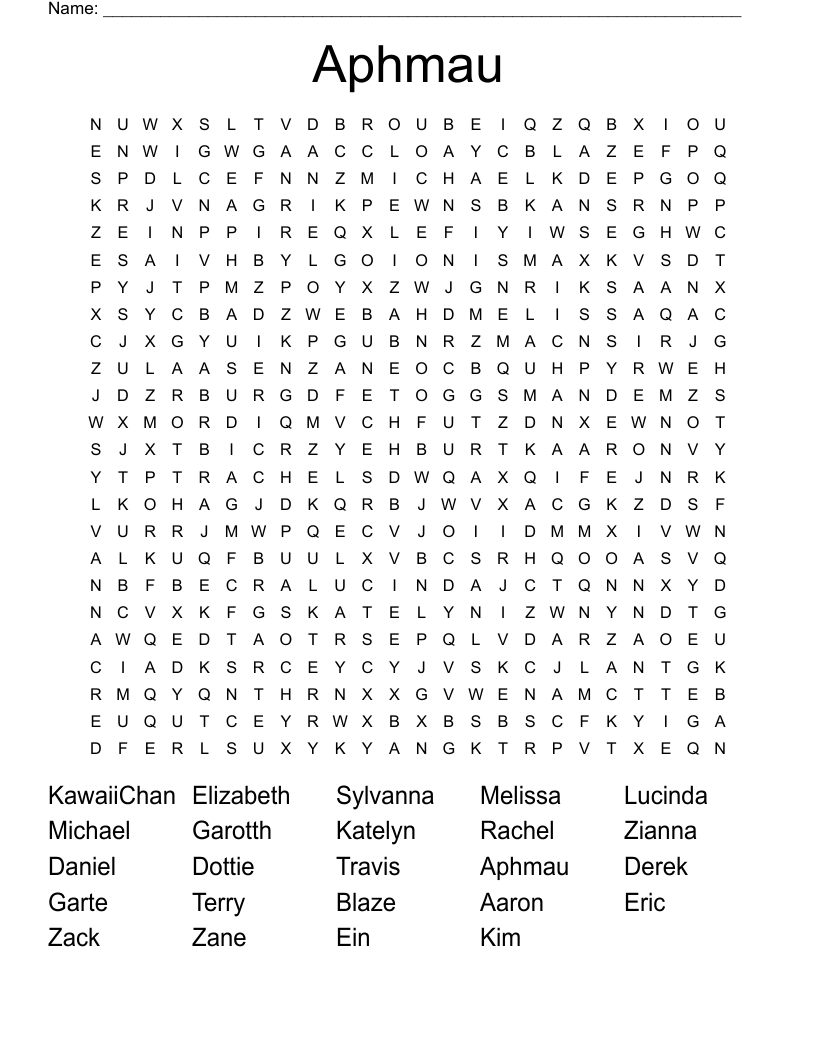 Aphmau Word Search