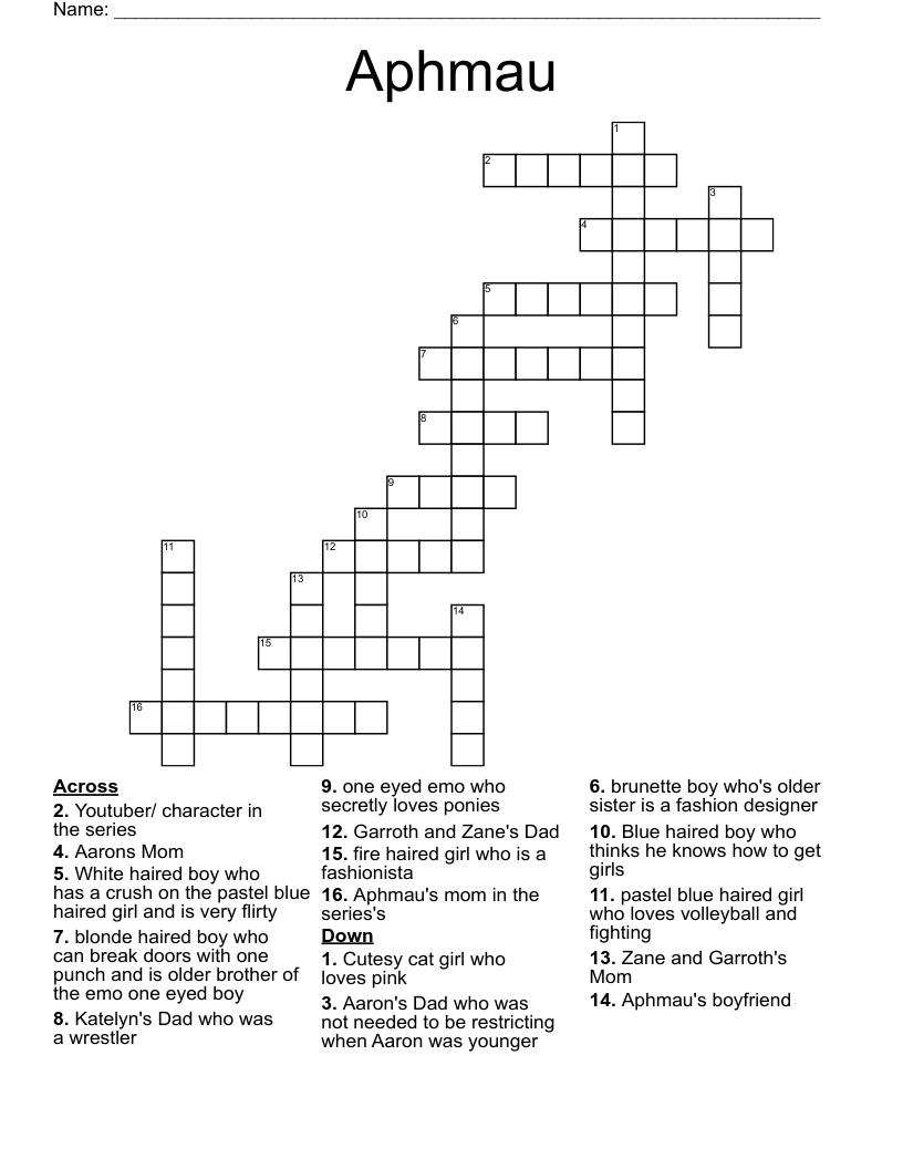 Aphmau Crossword