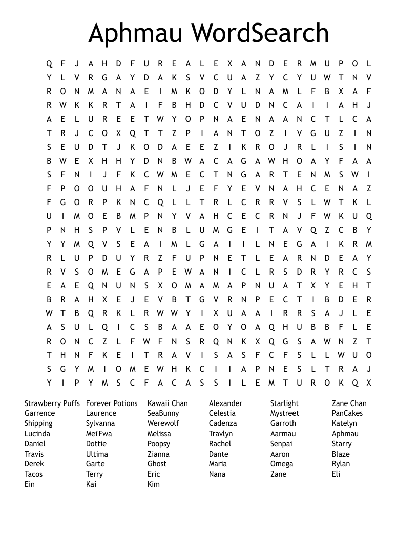 Aphmau WordSearch 