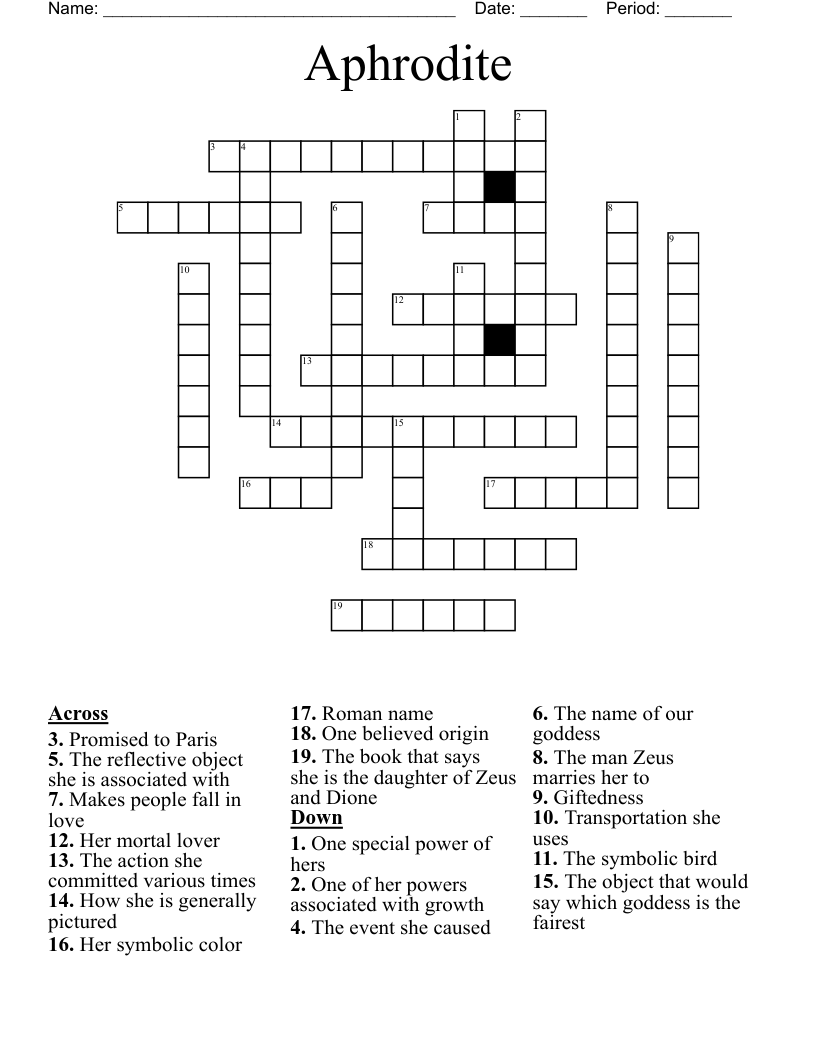 Aphrodite Crossword