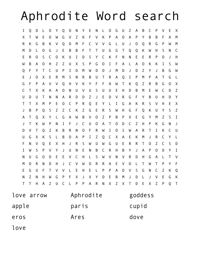 Aphrodite Word search