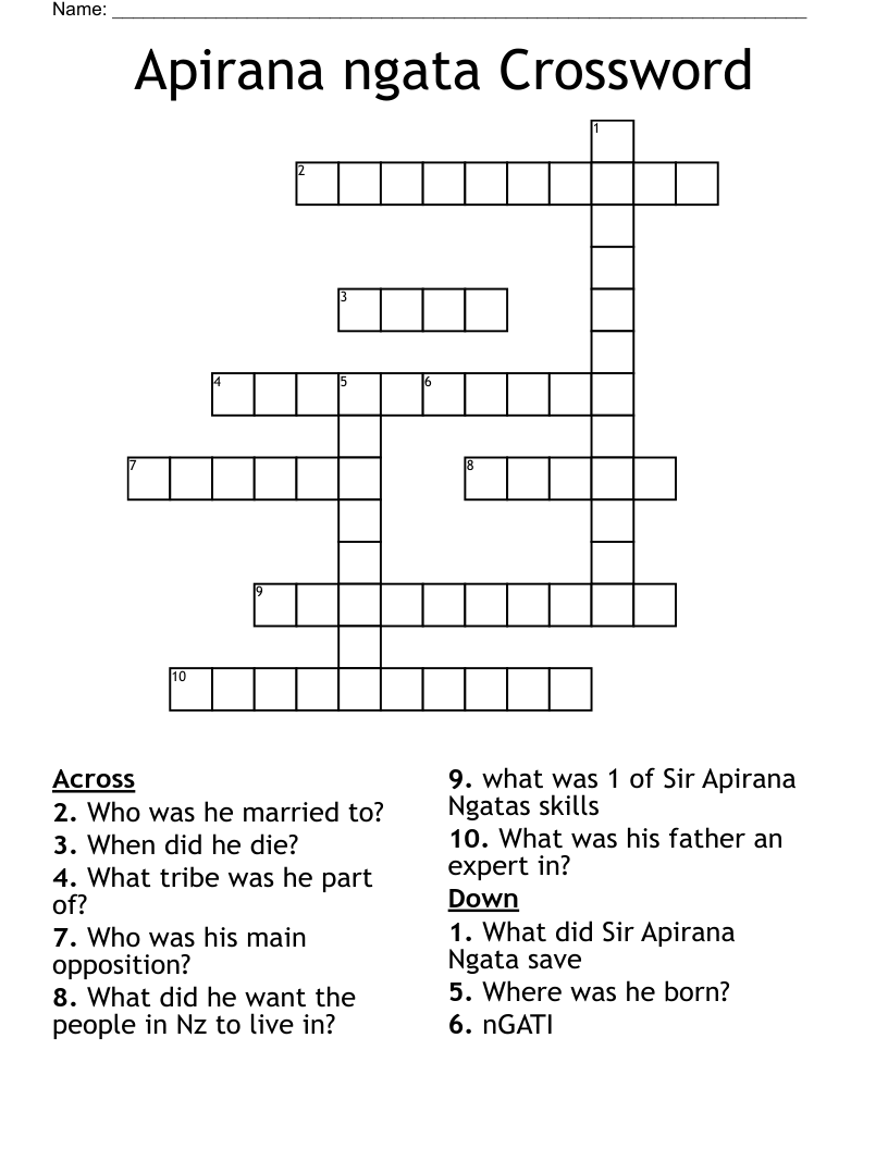 Apirana ngata Crossword