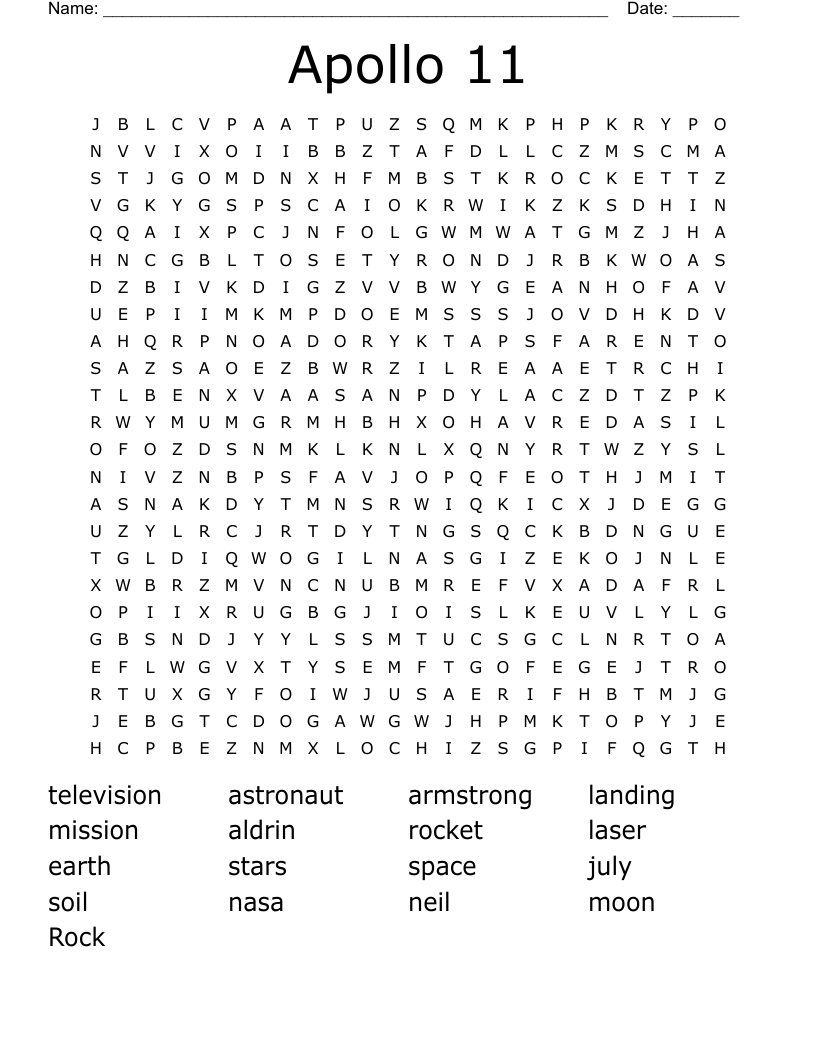 Apollo 11 Word Search