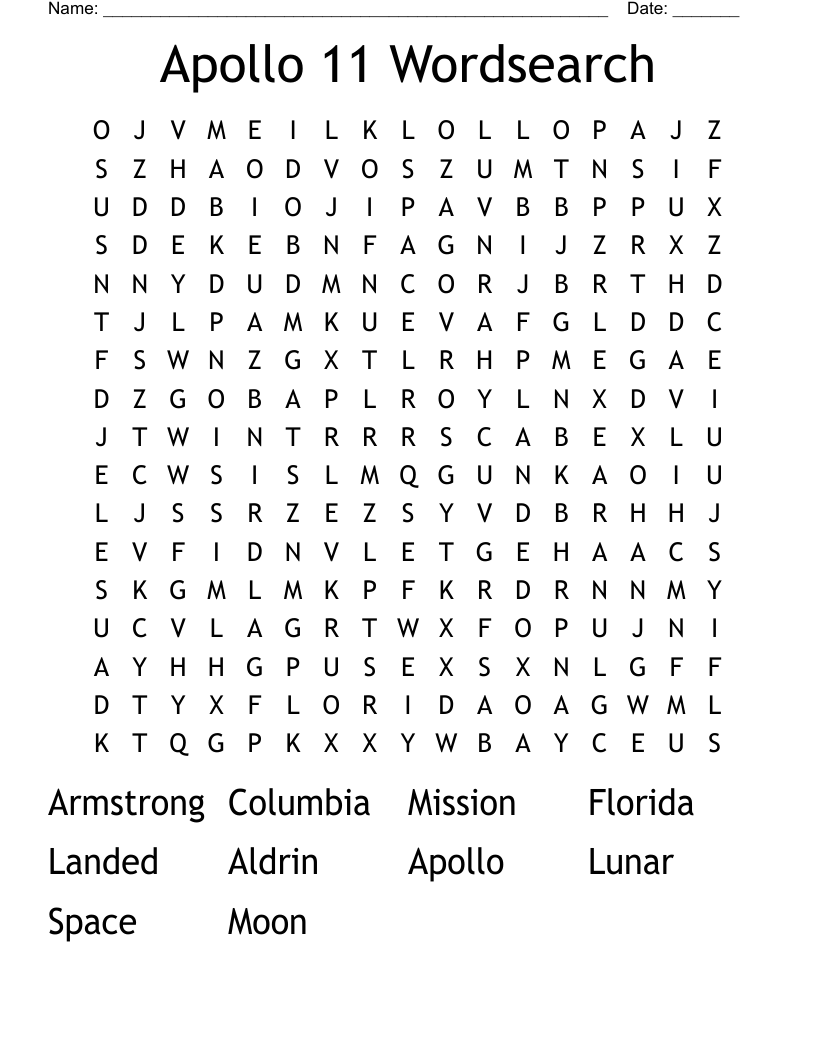 Apollo 11 Wordsearch