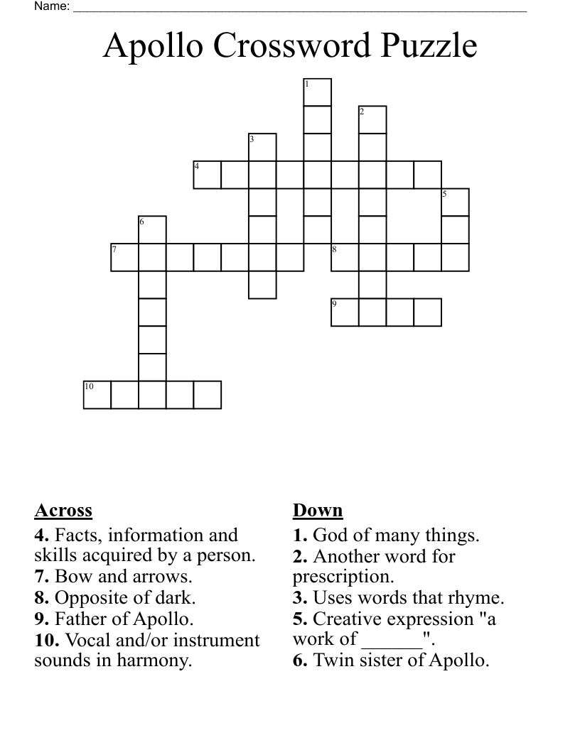 Apollo Crossword Puzzle