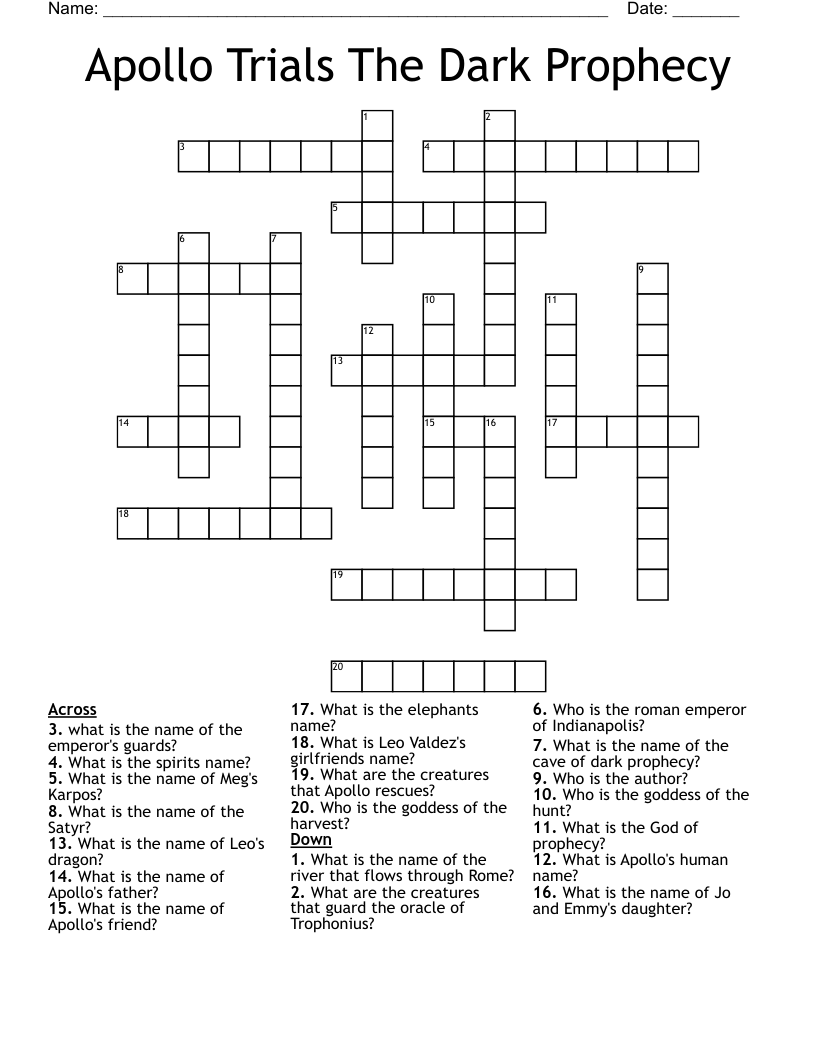Apollo Trials The Dark Prophecy Crossword