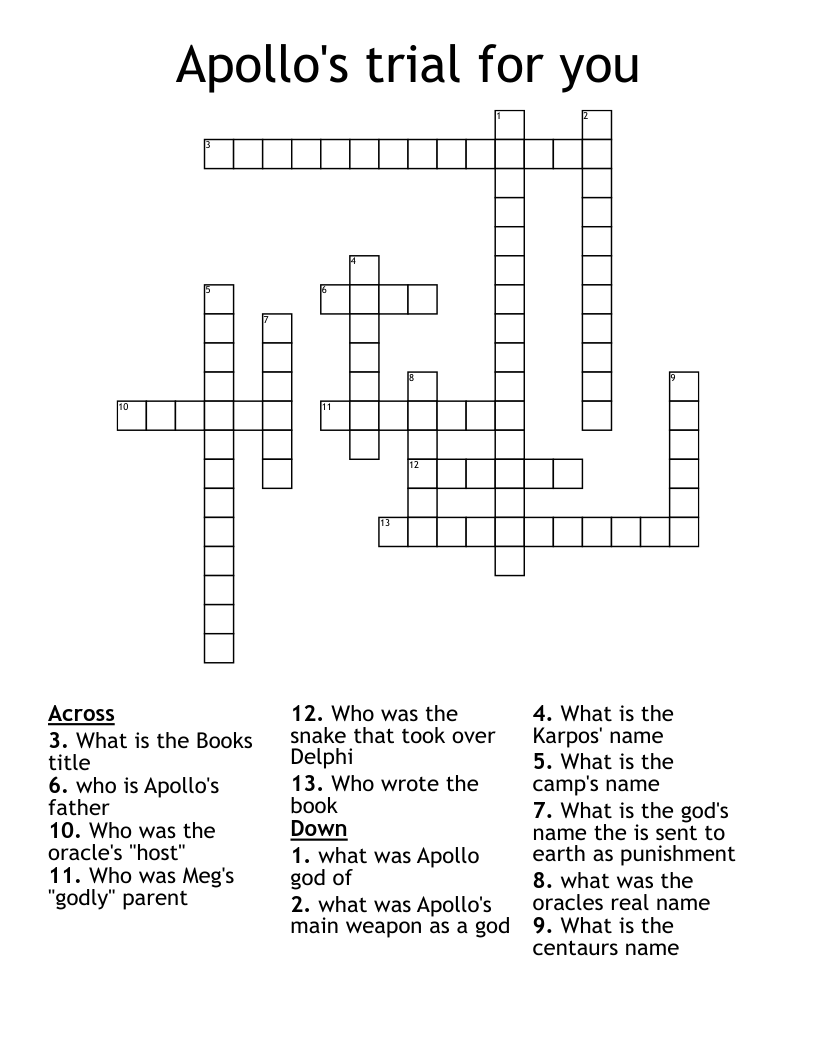 Apollo's trial for you Crossword