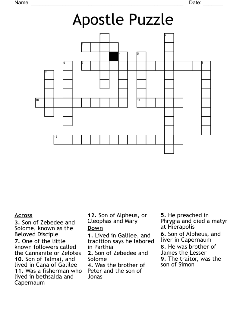 Apostle Puzzle Crossword