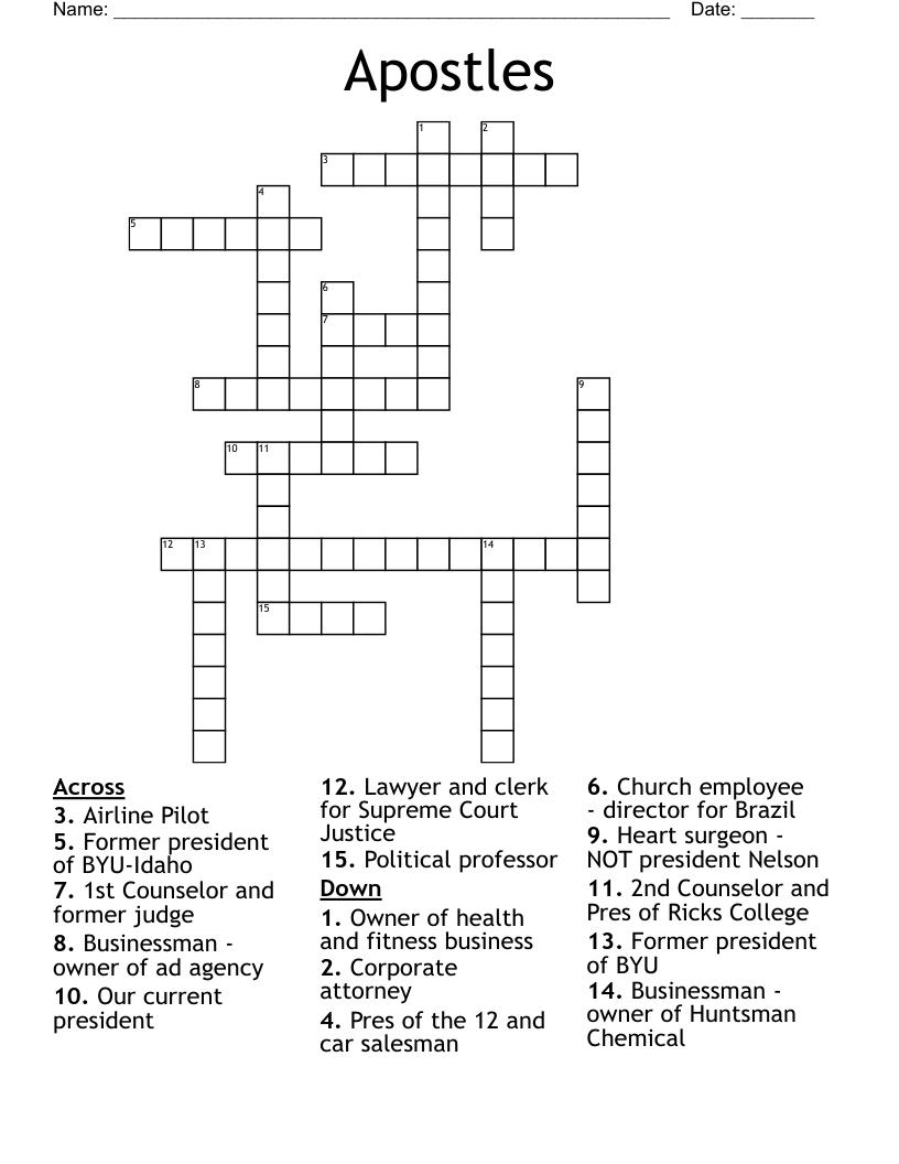 Apostles Crossword