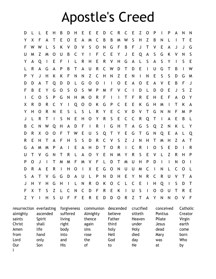 Apostle's Creed Word Search