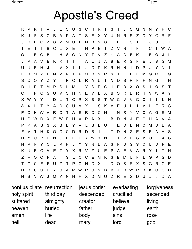 Apostle's Creed Word Search