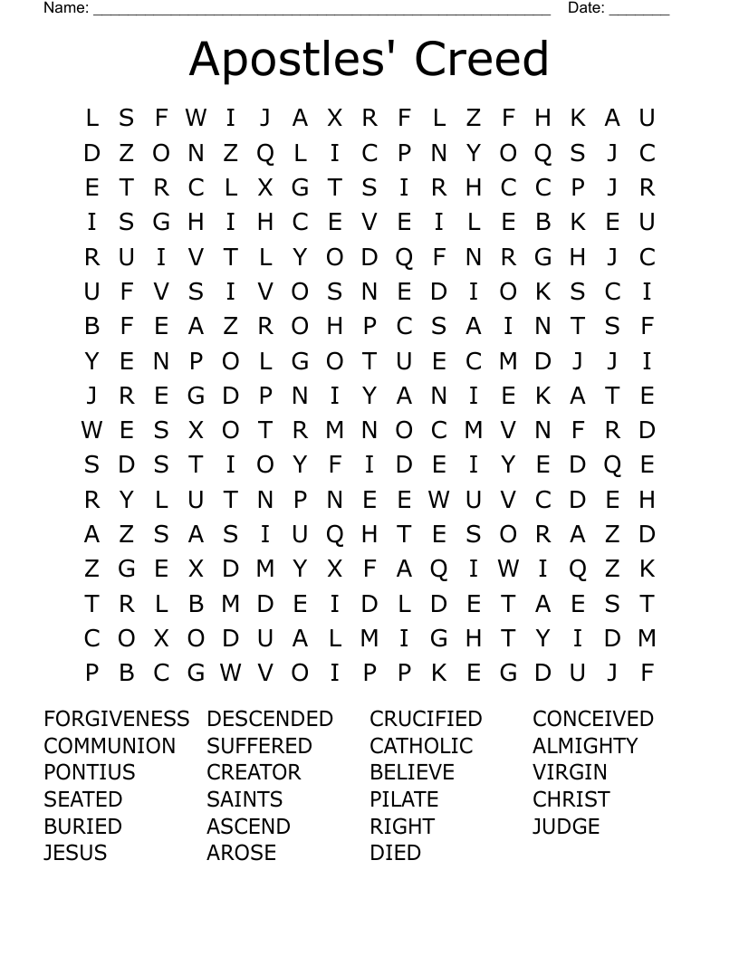 Apostles' Creed Word Search