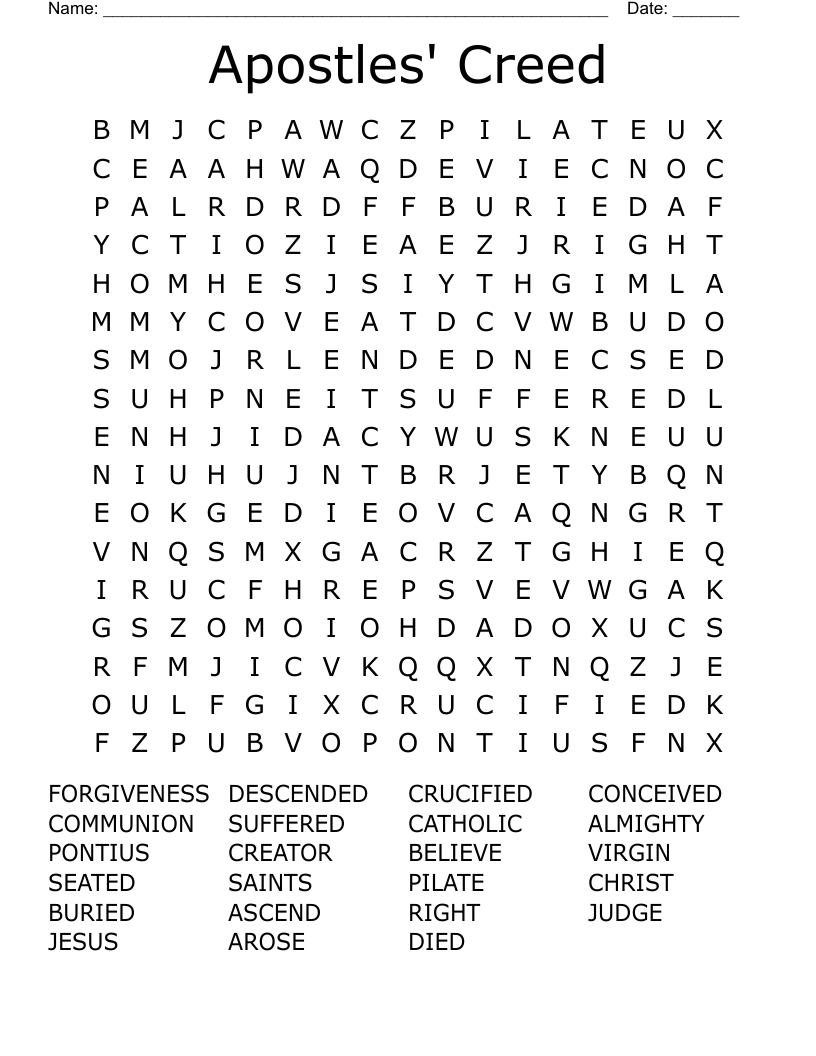Apostles' Creed Word Search