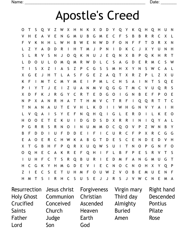 Apostle's Creed Word Search